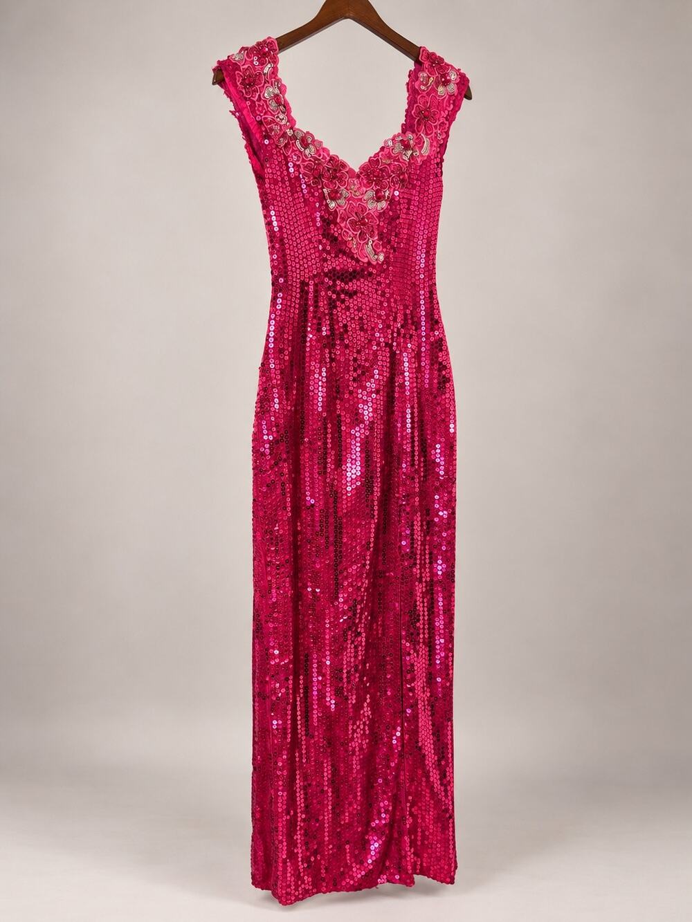 Vintage Alyce Designs Pink Sequin Gown Maxi Dress Prom Pageant Sz 6 MSRP 450